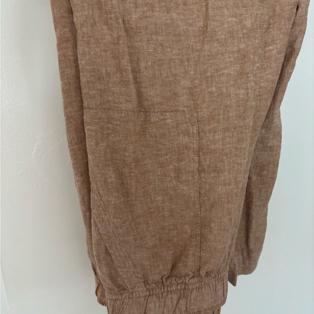 Sigrid Olsen Soft Drawstring Linen-Blend Joggers — Tan